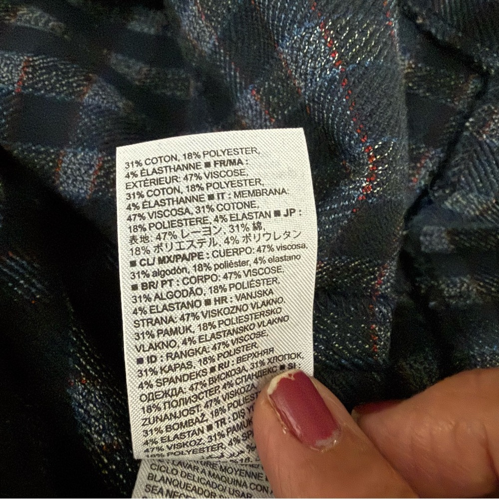 Banana Republic Elegant Asymmetrical Navy Checkered Dress, 16, NWT - Picture 15 of 16